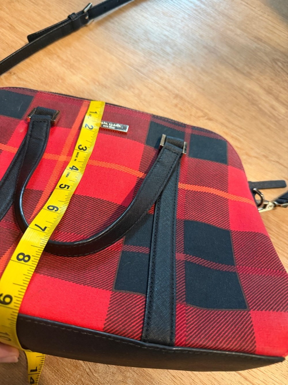 Kate Spade New York Newbury Lane Plaid Small Rachelle Red Plaid Satchel - Picture 6 of 7